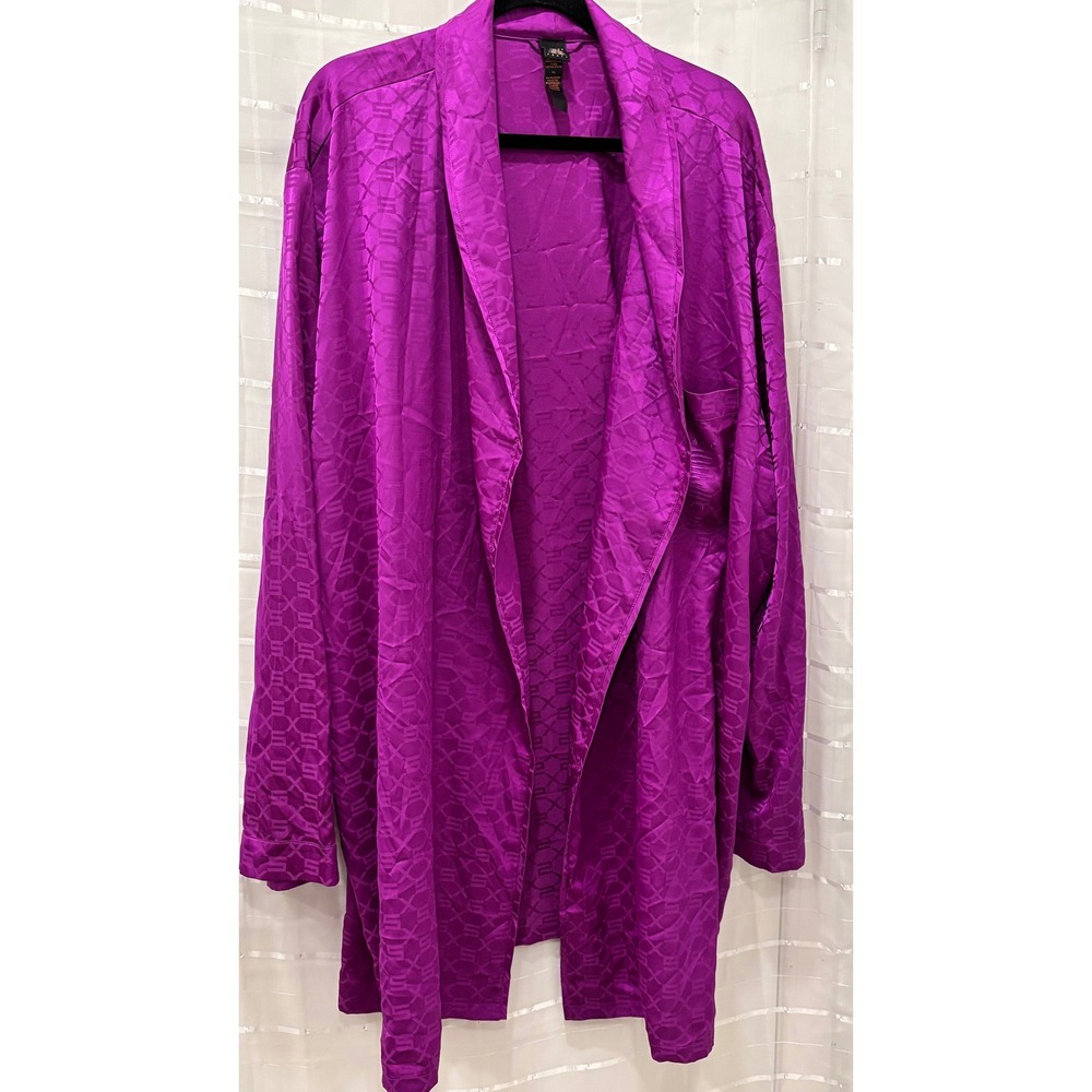 Savage X Fenty Purple Satin Logo Jacquard Robe XXL Long Sleeve Loungewear